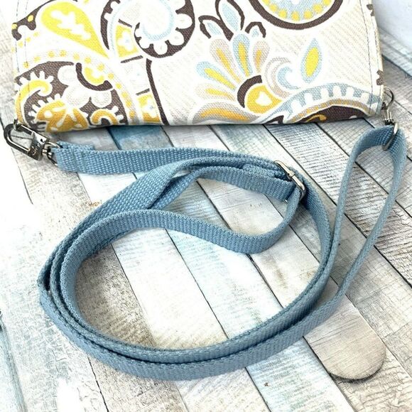 THIRTY-ONE BLUE COLORFUL PAISLEY COTTON FLAP X-BODY SHOULDER BAG HANDBAG PURSE - Picture 9 of 12